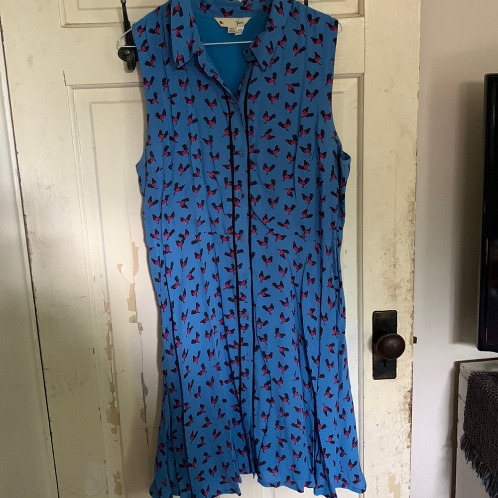 Yumi shirtdress sz 10/12 roosters and pockets